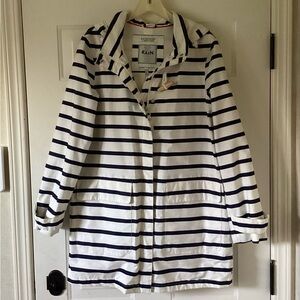 Joules navy and white stripe waterproof jacket, Size 12